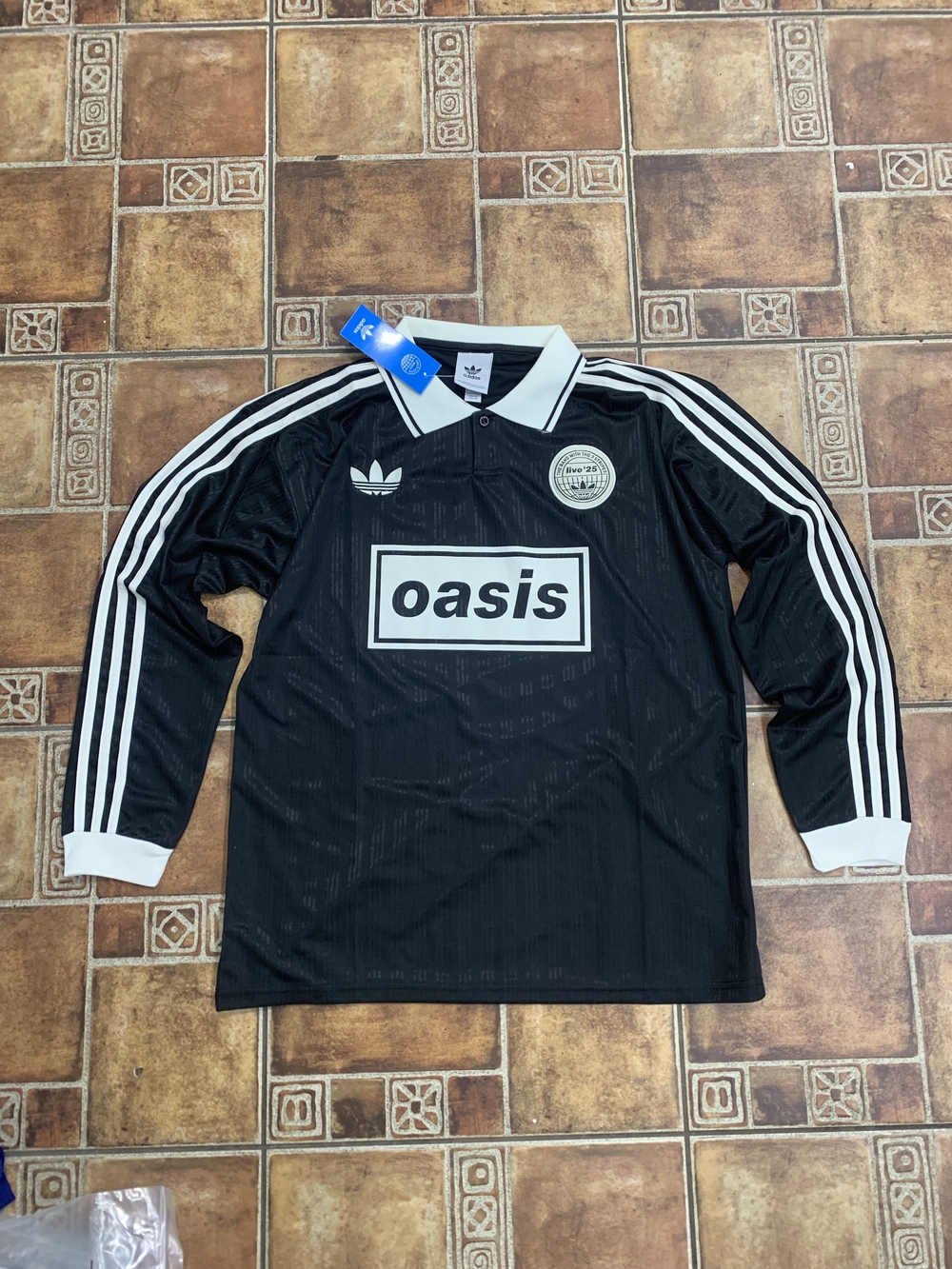 adidas Black & White Oasis Long-Sleeve Football Jersey